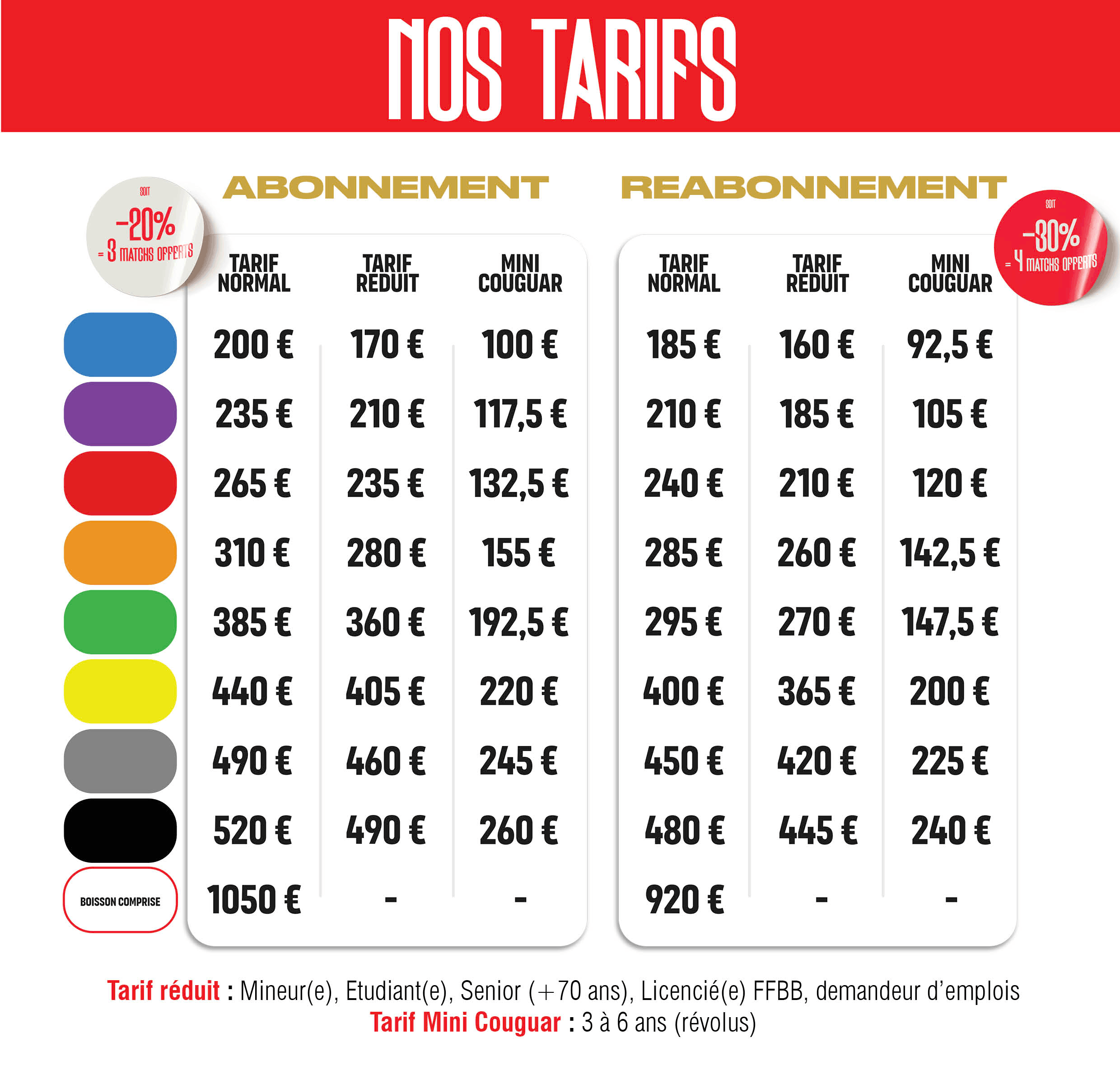 Nos tarifs